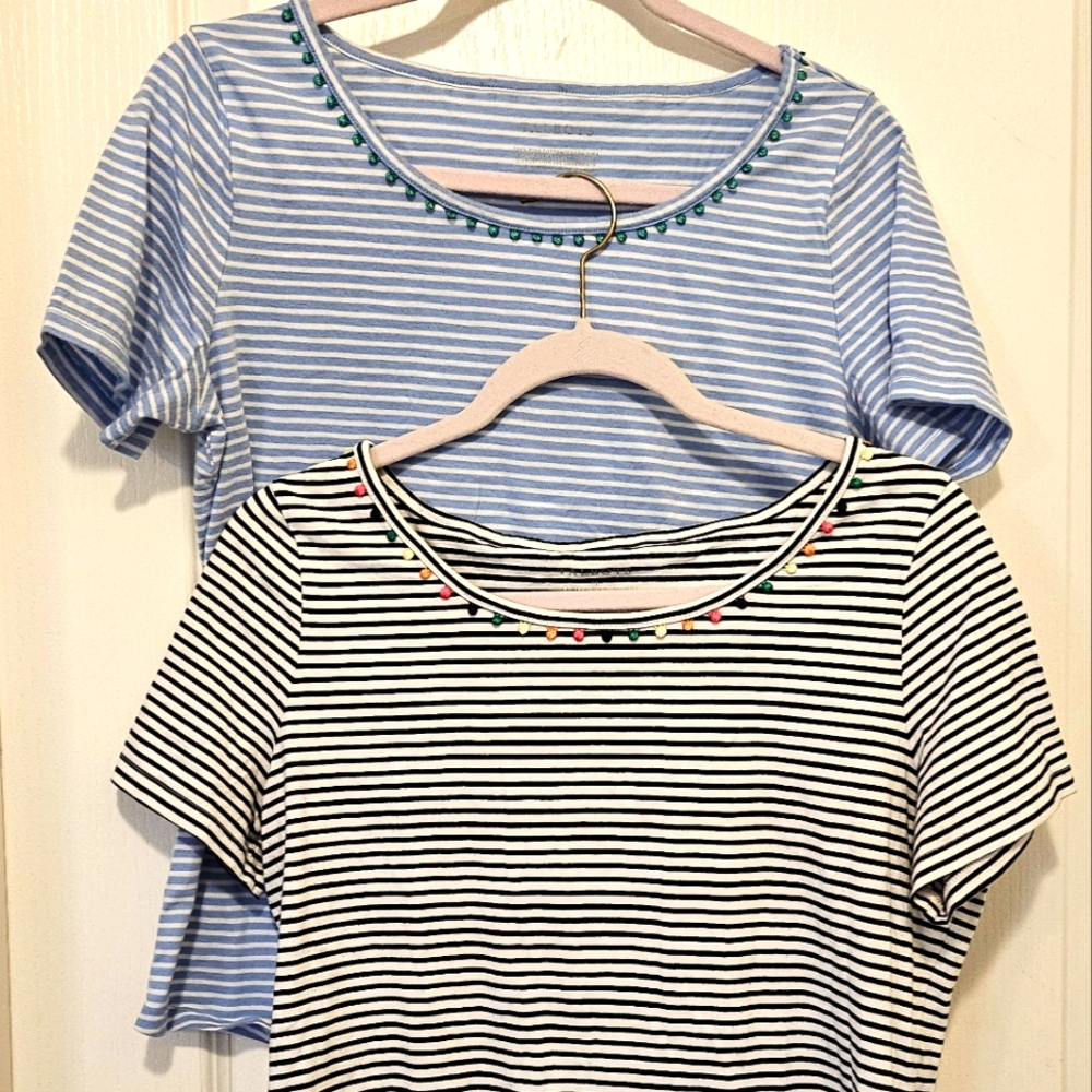 Set of 2 Talbots Striped 100% Cotton TShirts